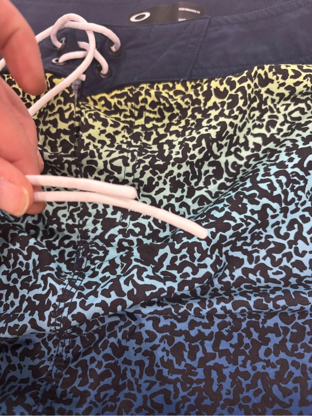 Oakley XL Navy and Light Gray Leopard-Print Swim Shorts